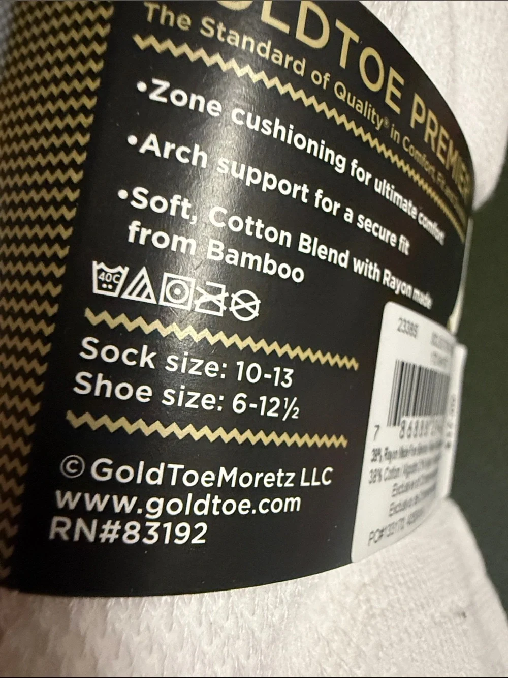 Gold Toe White Crew Athletic Socks Pack - Gold Toe Logo Detail